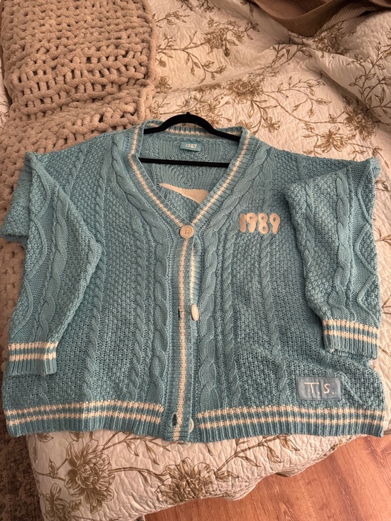 Taylor Swift Sweaters - Taylor Swift 1989 Cable Knit Blue Women's Cardigan Sweater